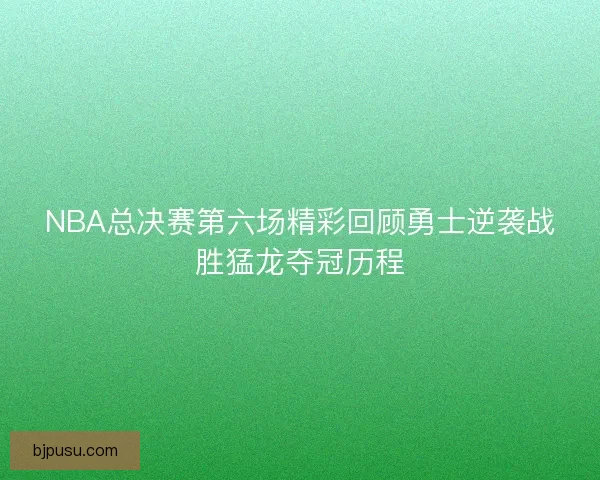 NBA总决赛第六场精彩回顾勇士逆袭战胜猛龙夺冠历程